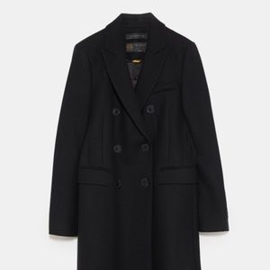 Zara double breasted manteco wool coat